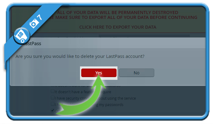 how to delete lastpass account