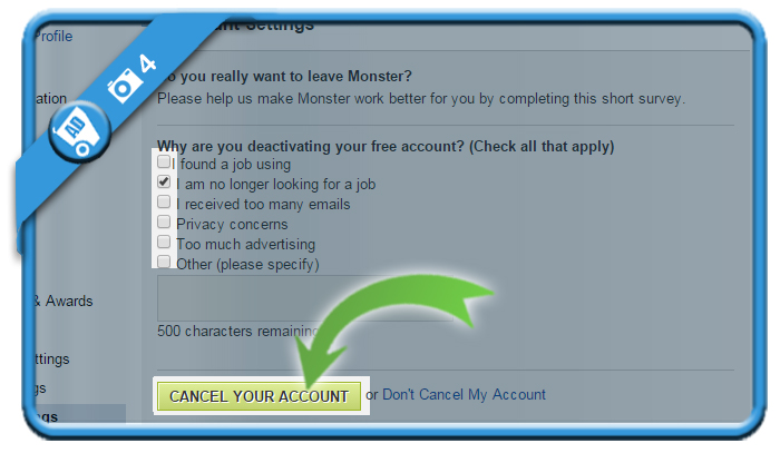 delete monster account 4