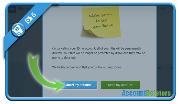 delete idrive account 5