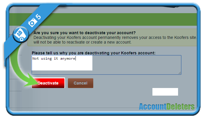 delete koofers account 5