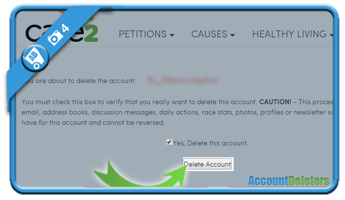 delete care2 account 4