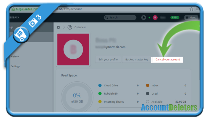 mega account delete