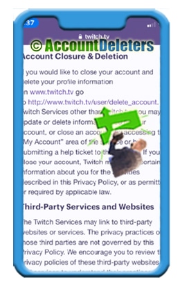 How to delete a Twitch account on mobile?
